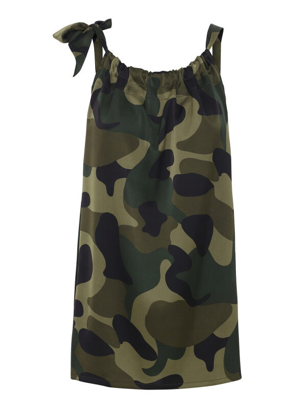 Camouflage Ruffle Tie Top (primary)
